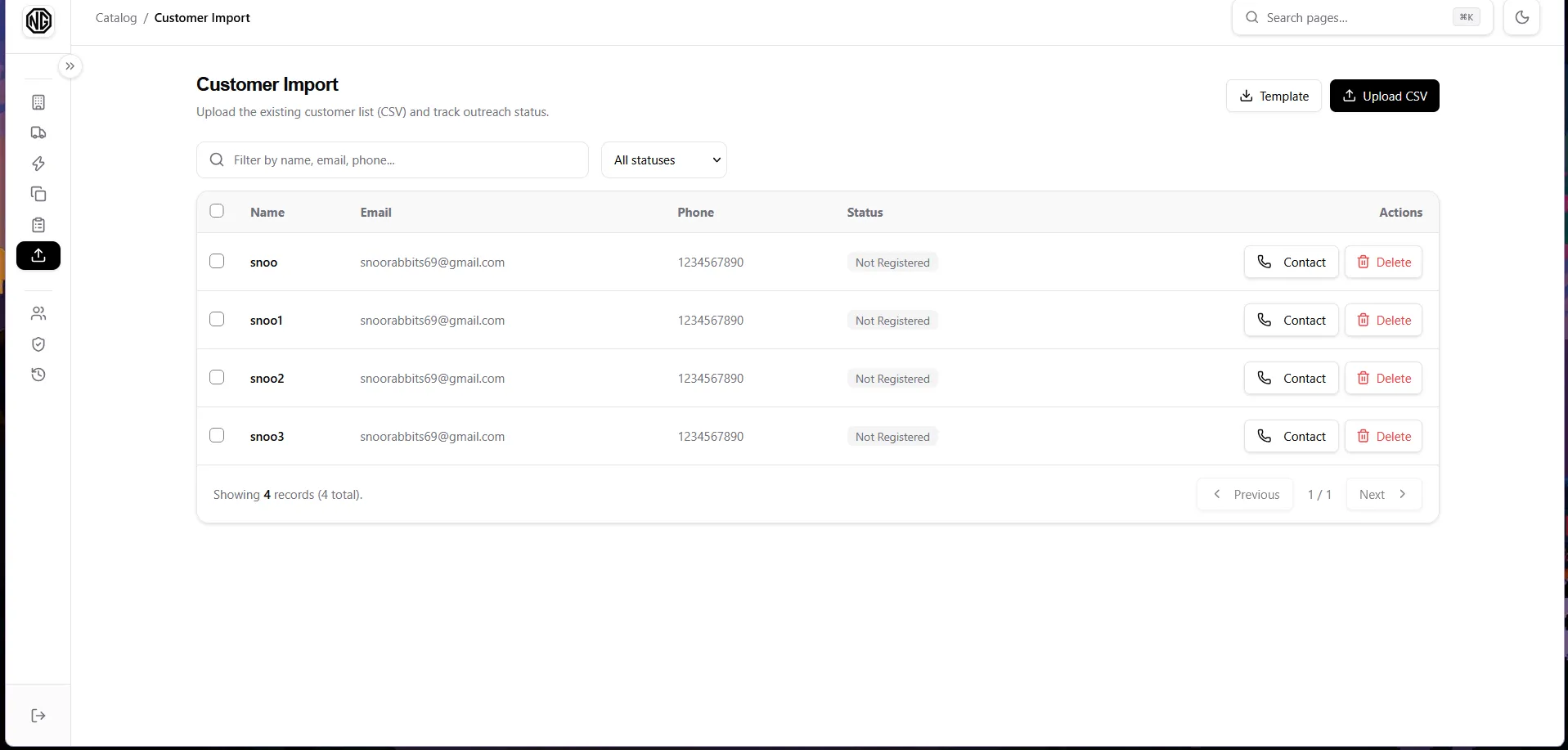 Import list