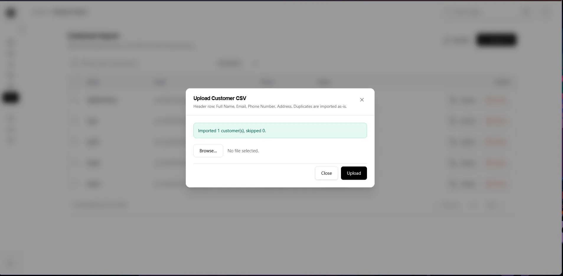 Import toolbar