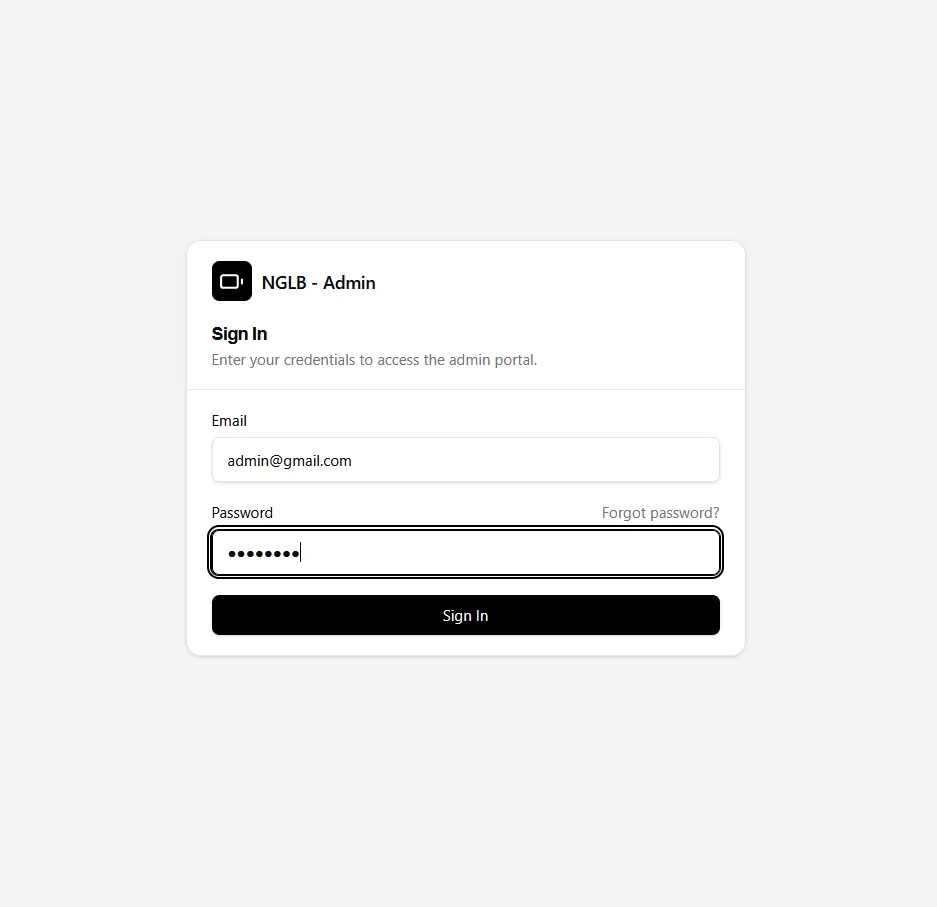 Login page