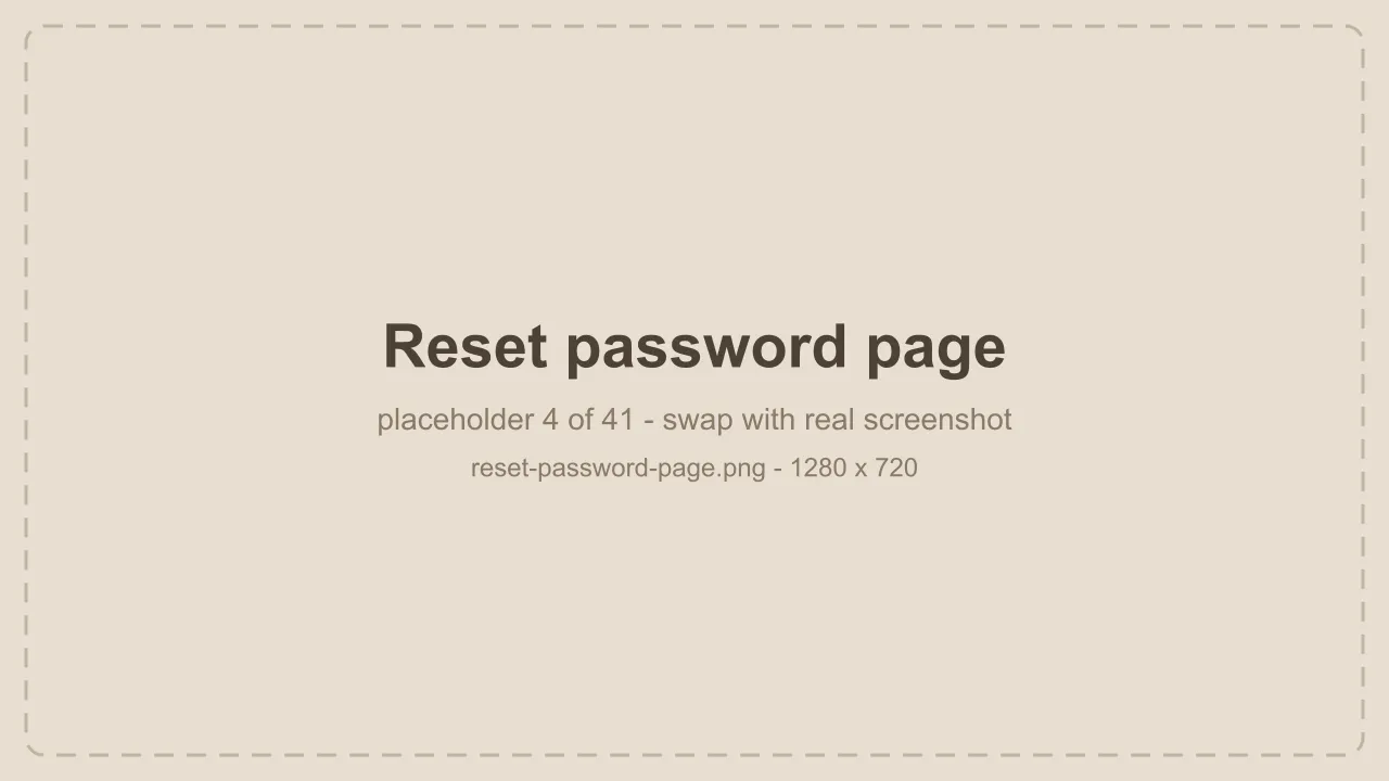 Reset password page