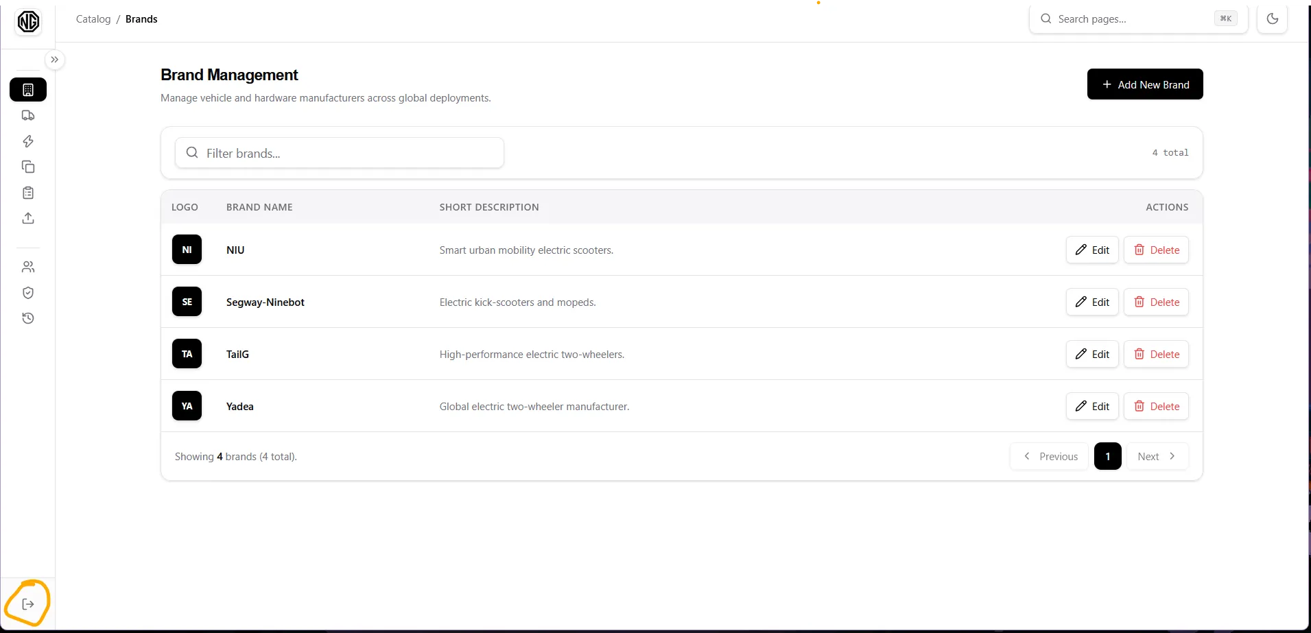 Sidebar footer minimized