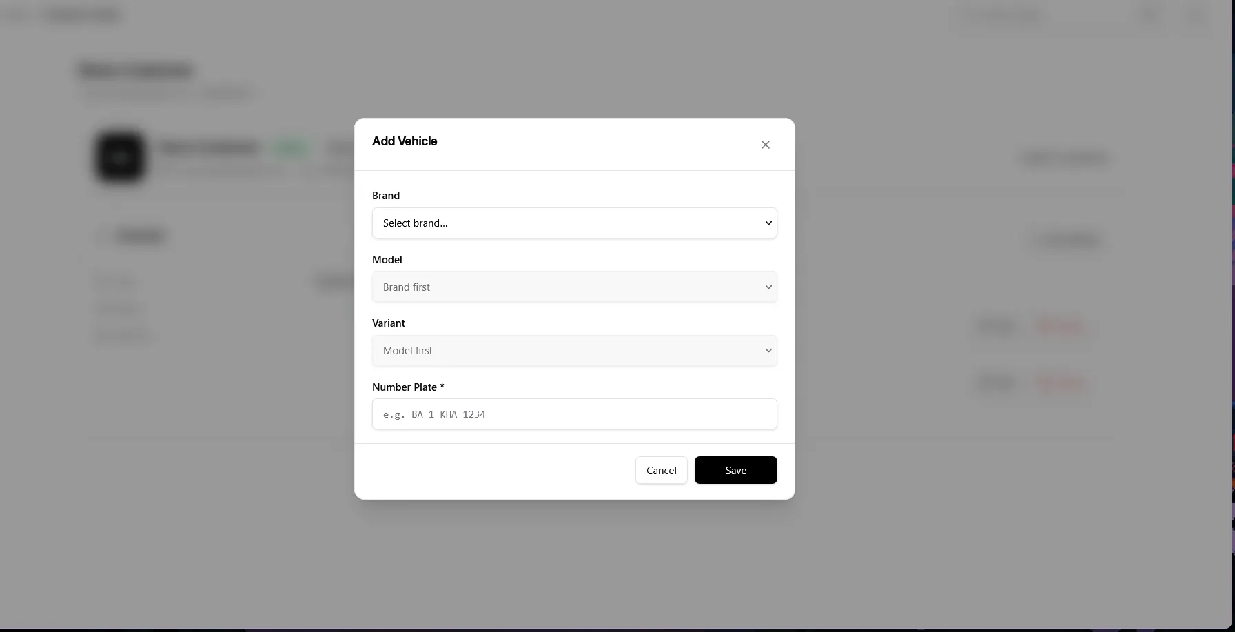 Vehicle dialog
